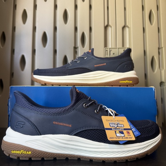Skechers Other - Skechers Shoes Mens 11.5 Navy Blue Meroe Alden Slip On Goodyear Soles 205467/NVY